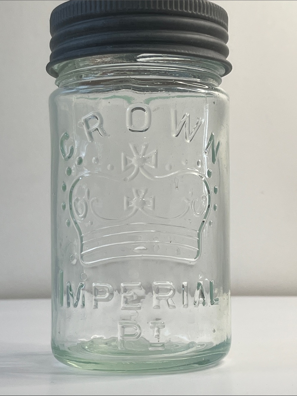 Vintage Crown Imperial Pint Canning Jar Coloured Glass Made In Canada